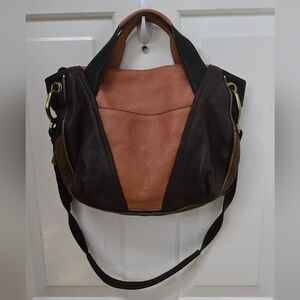 OrYany Lian Color BlockTwo-Tone Leather Shoulder Bag With Dust Bag